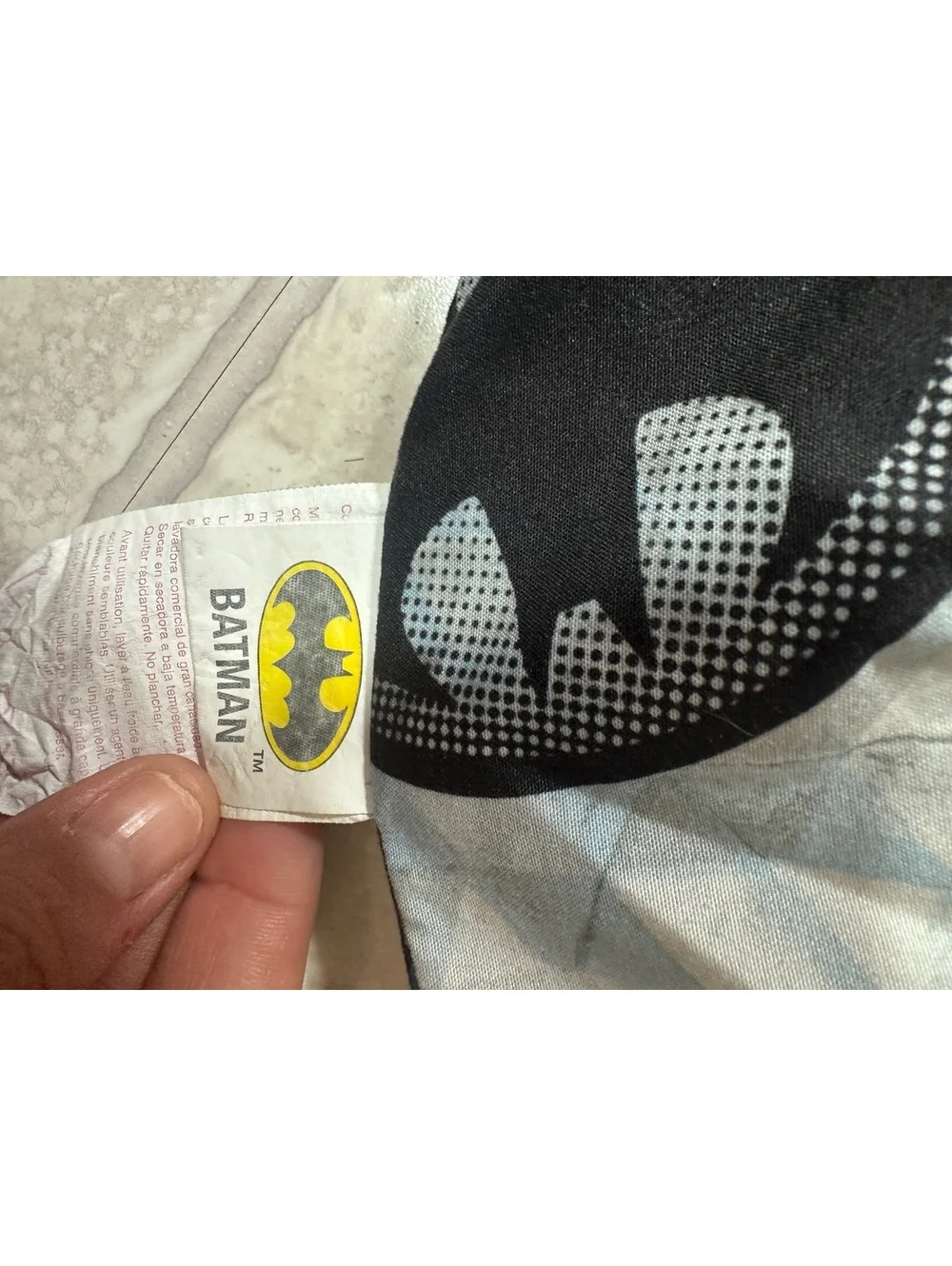 VTG 1991 Batman Twin Comforter Bedding DC Comics Blue Black Geometric Retro Y2K